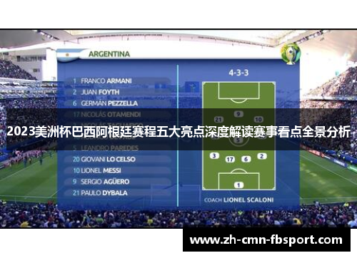 2023美洲杯巴西阿根廷赛程五大亮点深度解读赛事看点全景分析